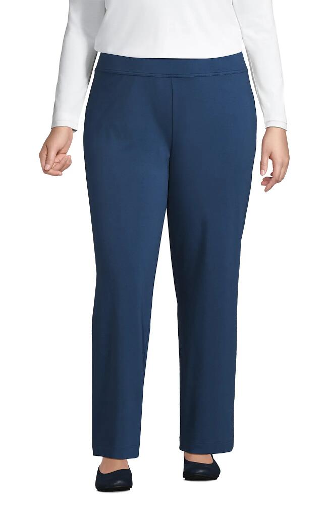 Lands' End Plus Size Starfish Mid Rise Straight Leg Pants in Evening Blue Cover