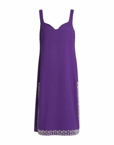 Rochas Woman Midi dress Dark purple Cotton, Viscose, Polyamide Cover