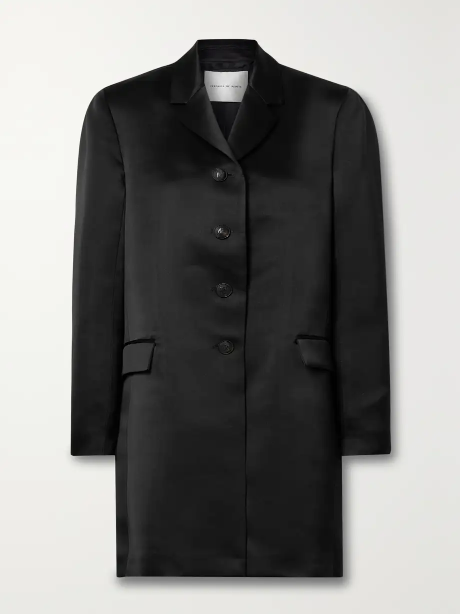 Veronica de Piante - Lou Duchesse Silk-satin Coat - Black Cover