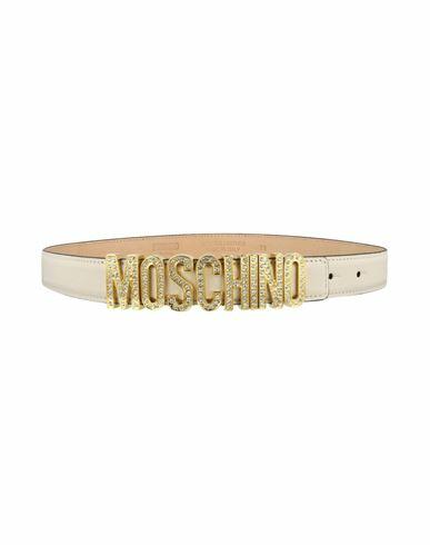 Moschino Crystal Embellished Logo Lettering Belt Woman Belt Ivory Calfskin Cover