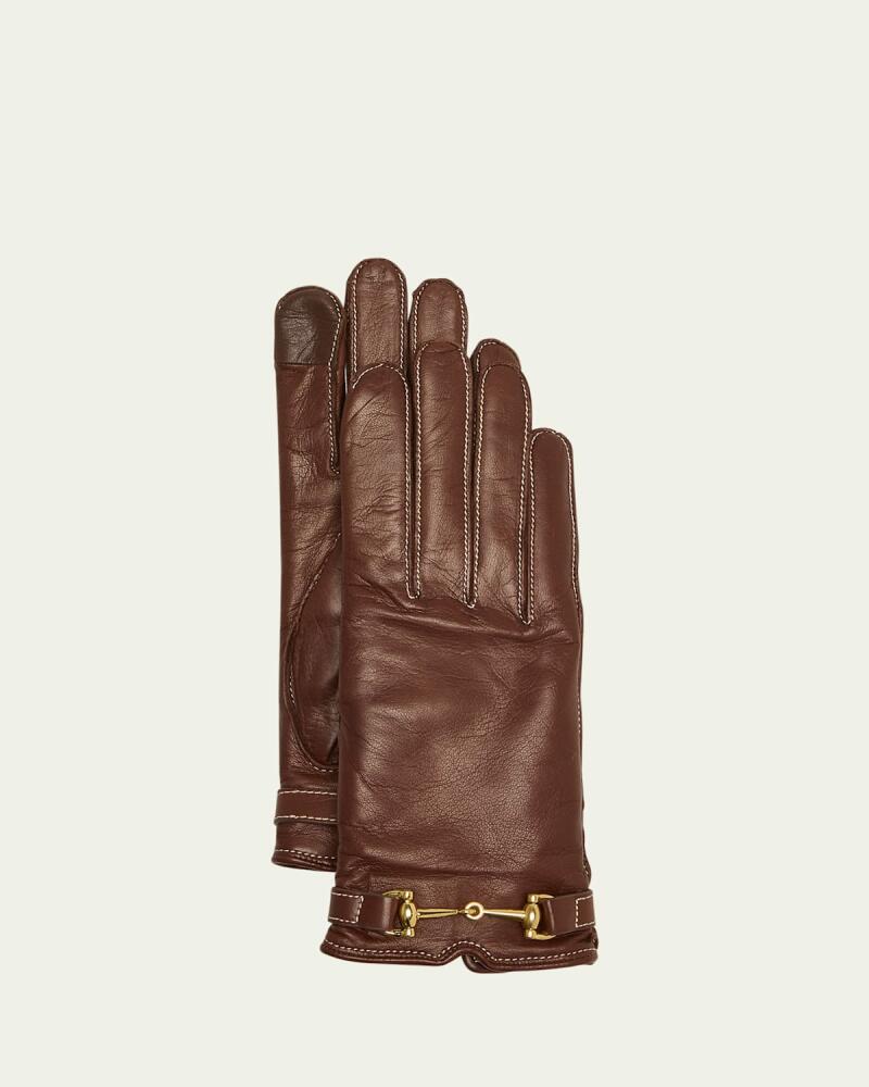 Agnelle Classic Buckled Leather & Cashmere Gloves Cover