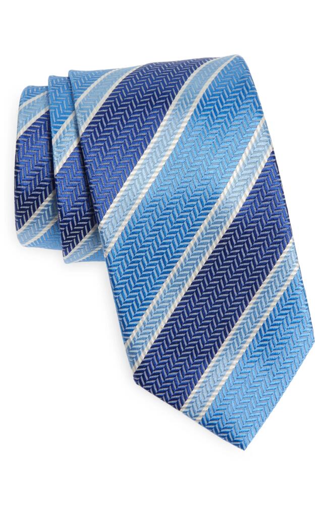 David Donahue Stripe Silk Tie in Blue Cover