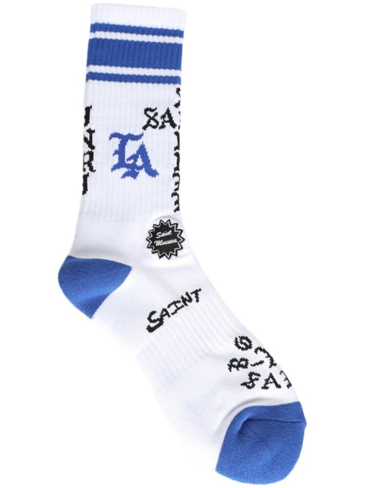 SAINT MXXXXXX stripe-detailing cotton socks - White Cover