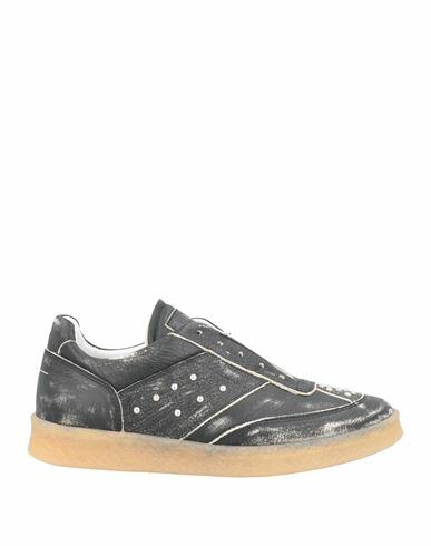 Mm6 Maison Margiela Man Sneakers Black Soft Leather Cover