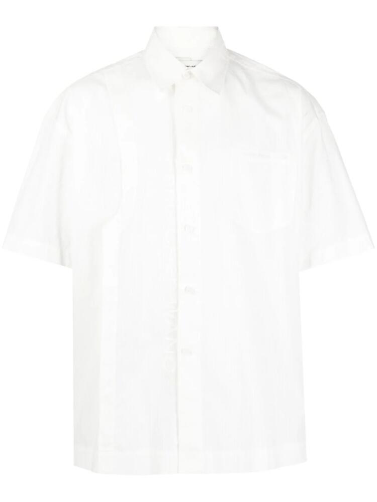 Feng Chen Wang logo-print striped cotton shirt - White Cover