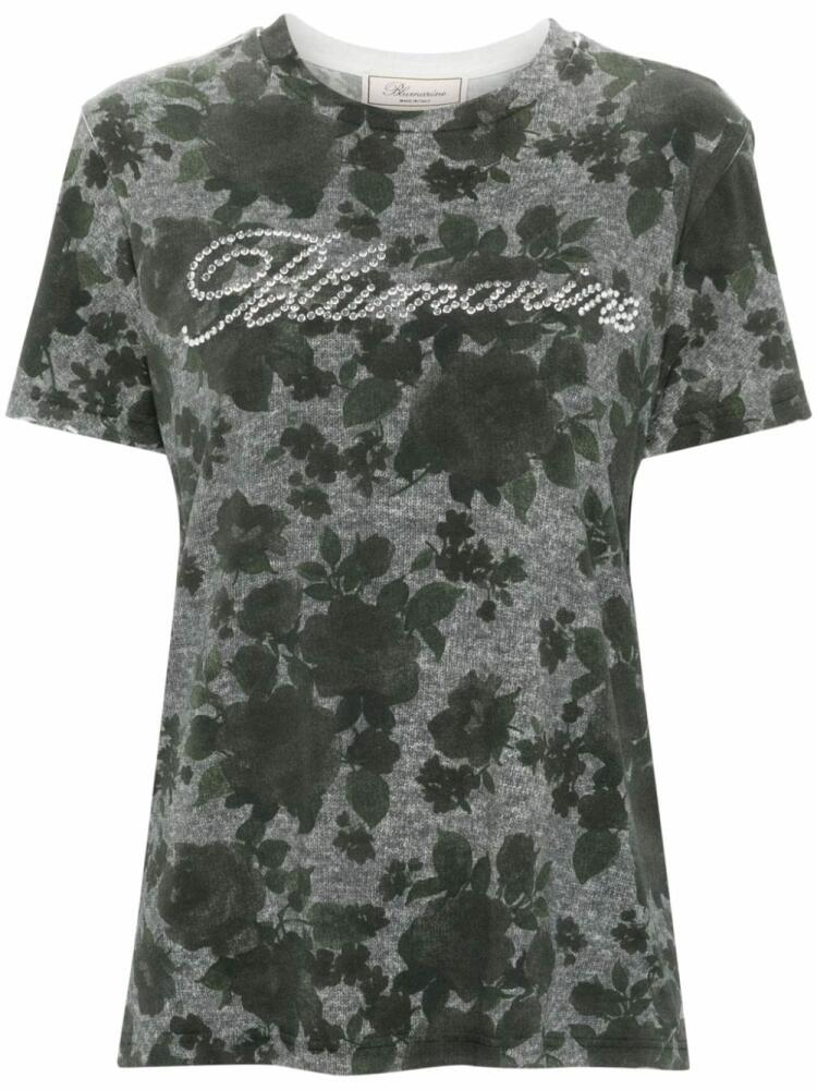 Blumarine rose-print jersey T-shirt - Grey Cover