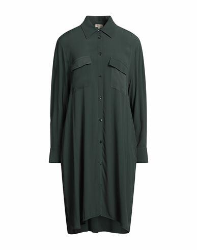 Her Shirt Her Dress Woman Mini dress Dark green Viscose, Silk Cover