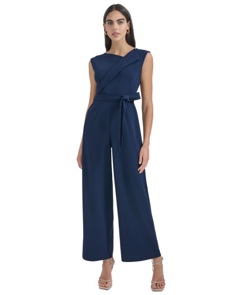 Calvin Klein Women's Sleeveless Straight-Leg Jumpsuit - Indigo Cover