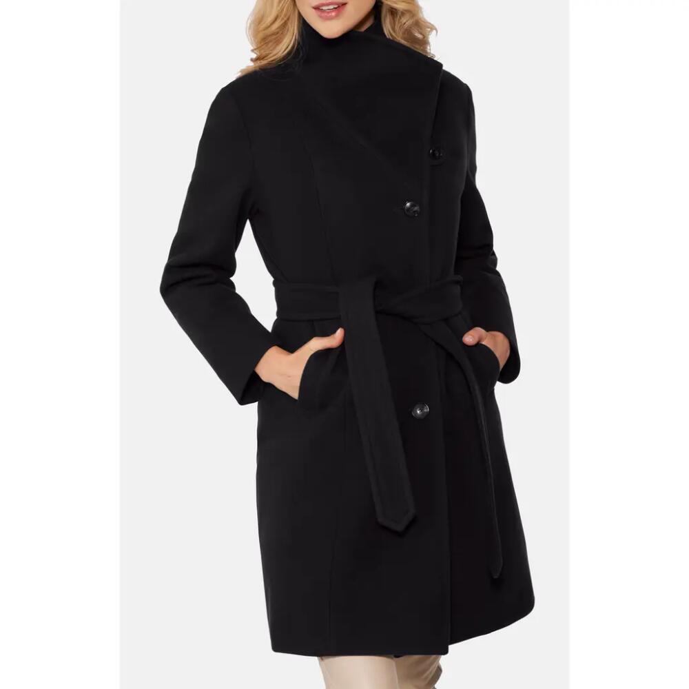 Norwegian Wool Waterproof Wool Blend Coat with 750 Fill Power Quilted Down Lining in Black Cover