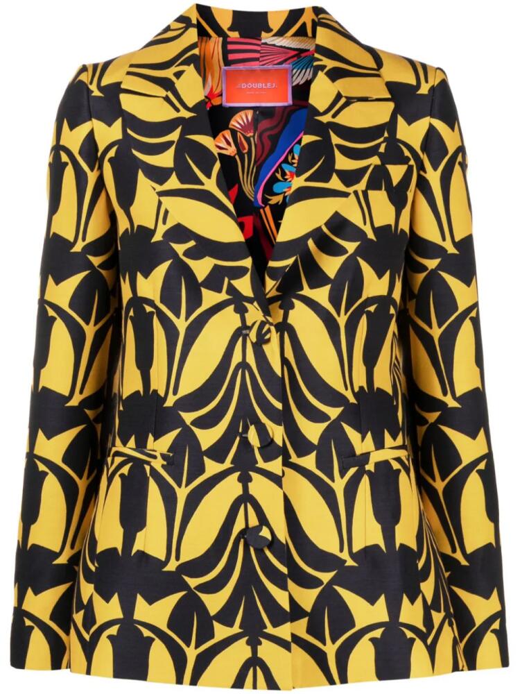 La DoubleJ 24/7 Papyrus-print cady blazer - Yellow Cover