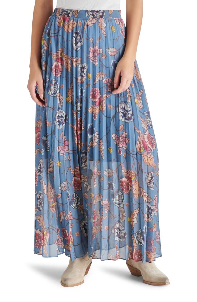 Steve Madden Coppola Floral Pleated Maxi Skirt in Cadet Blue Cover