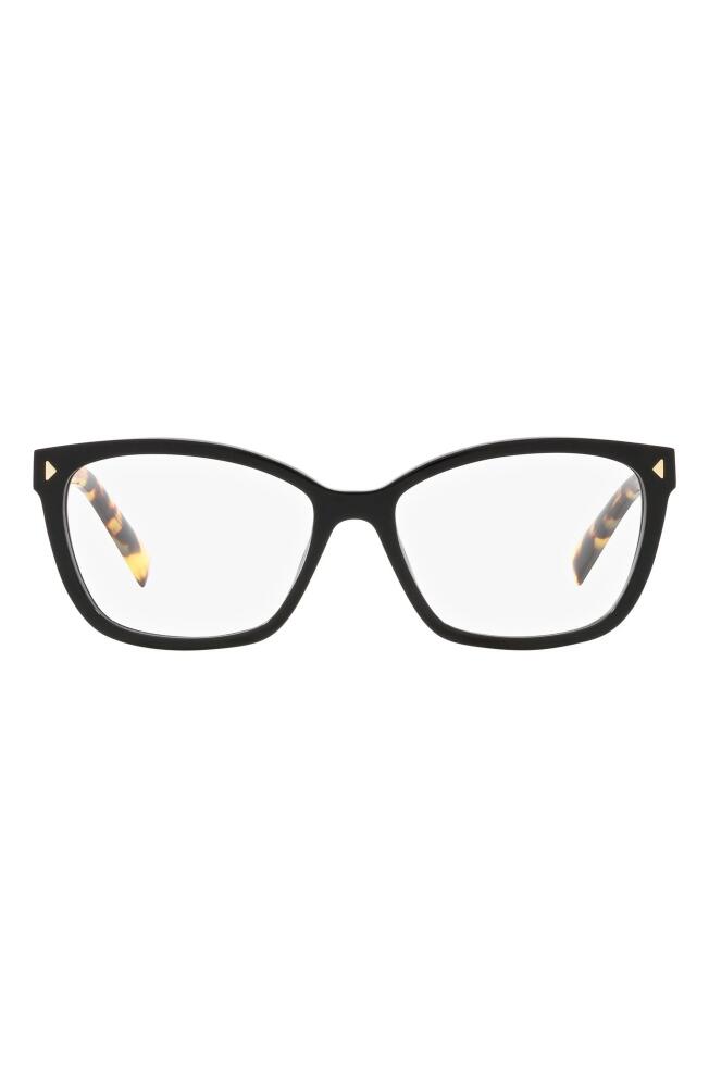 Prada 57mm Rectangular Optical Glasses in Matte Black Cover