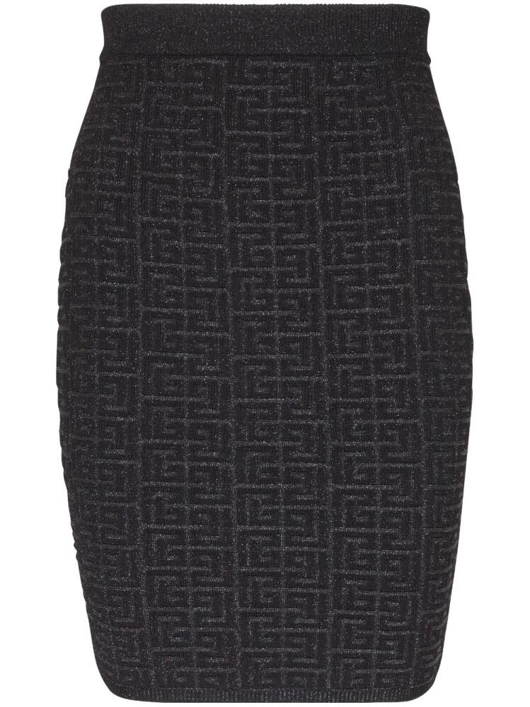 Balmain PB-intarsia knitted mini skirt - Black Cover