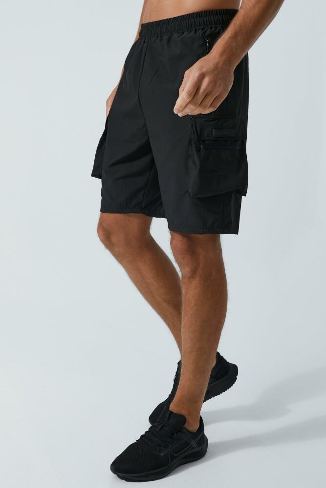 boohoo Mens Tall Man Active Lightweight Cargo Shorts - Black Cover