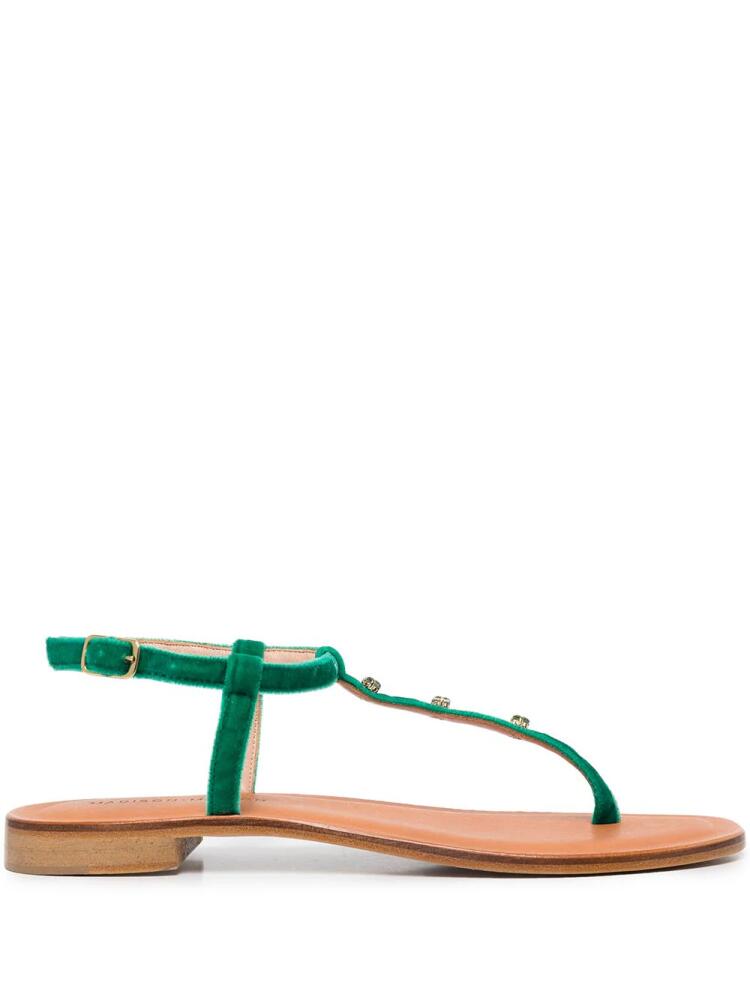 Madison.Maison embellished leather thong sandals - Green Cover