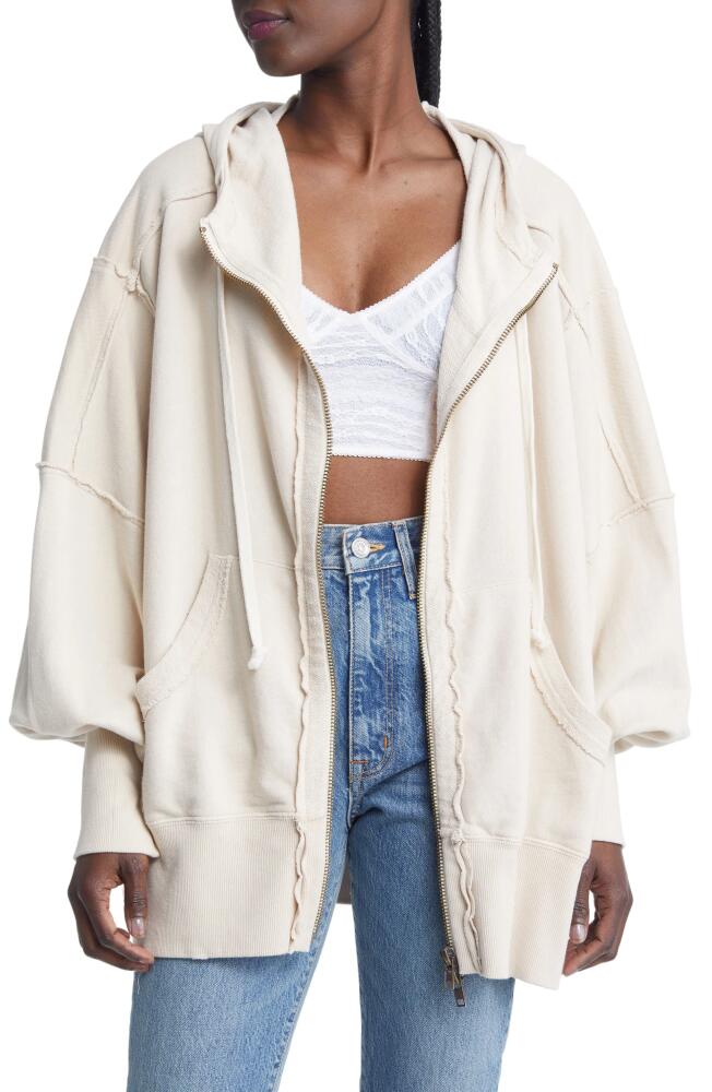 Free People Camden Oversize Cotton Hoodie in Sand Cover