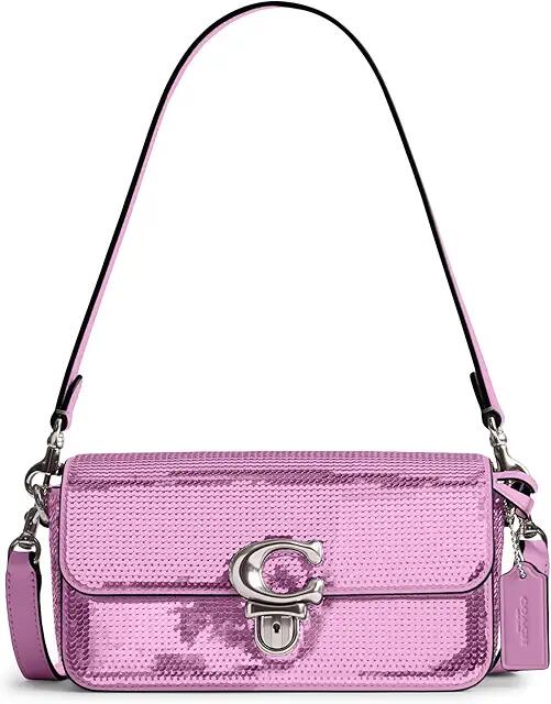 COACH Sequin Studio Baguette Bag (Dark Magenta) Cross Body Handbags Cover