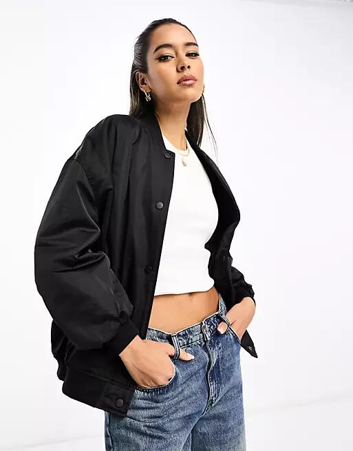 River Island relaxed bomber jacket in black Cover