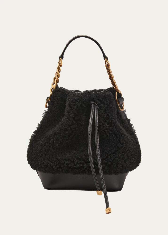 Saint Laurent Small Bucket Bag in Shearling and Leather Cover