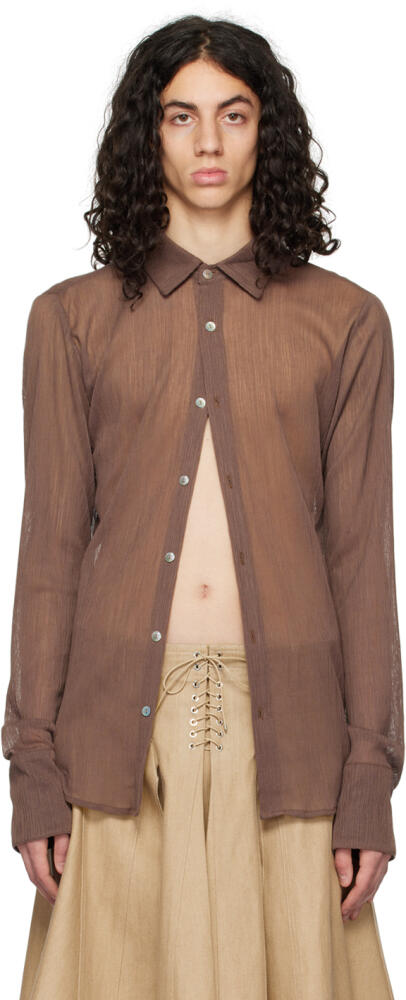 Ludovic de Saint Sernin Brown Slim Shirt Cover