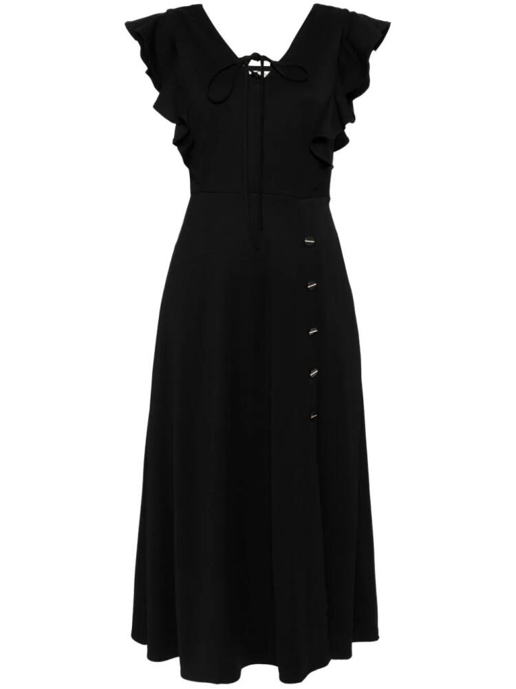 b+ab ruffle-detail V-neck midi dress - Black Cover