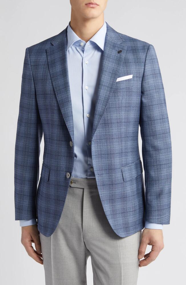 BOSS Hutson Plaid Wool Sport Coat in Open Blue Cover