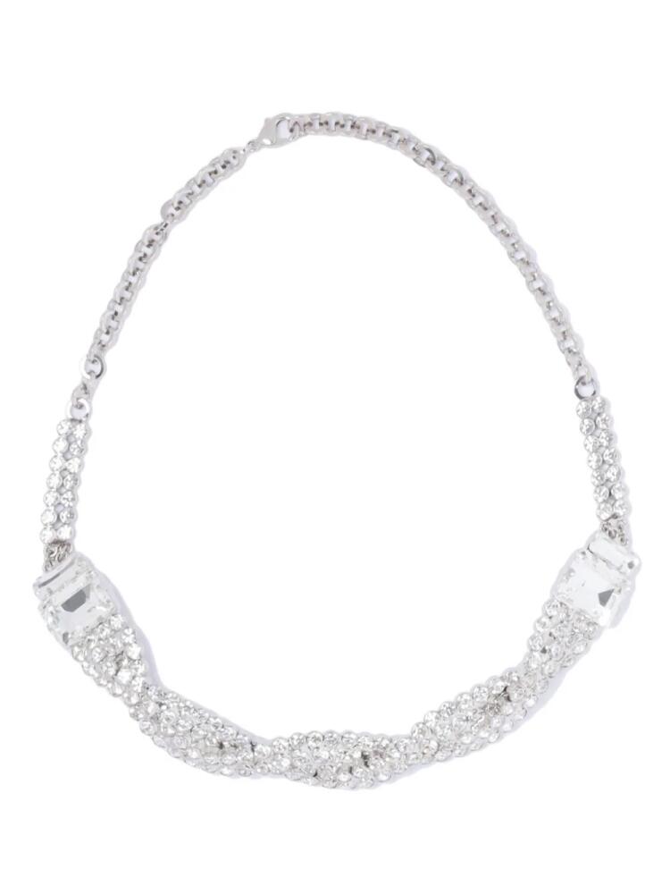 Alessandra Rich crystal-embellished twist collar nekclace - Silver Cover