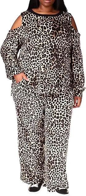 MICHAEL Michael Kors Plus Size Cheetah Straight Leg Pants (Dark Camel) Women's Casual Pants Cover