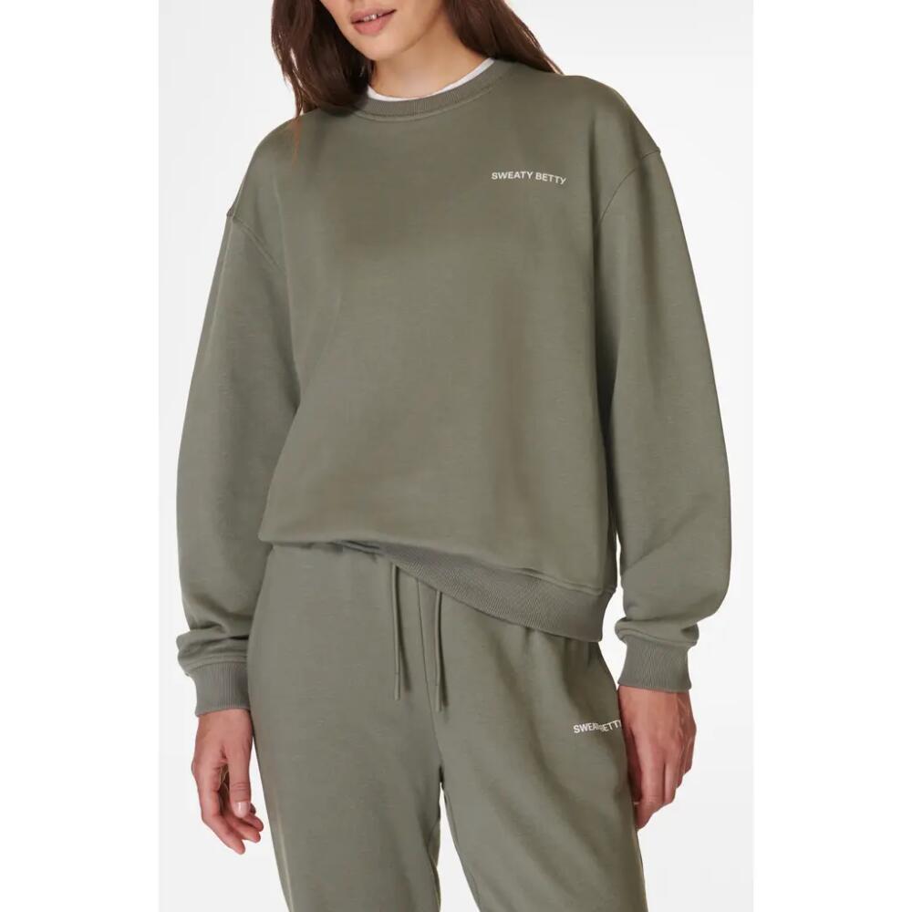 Sweaty Betty Strength in Cotton Blend Sweatshirt in Umbra Green Cover