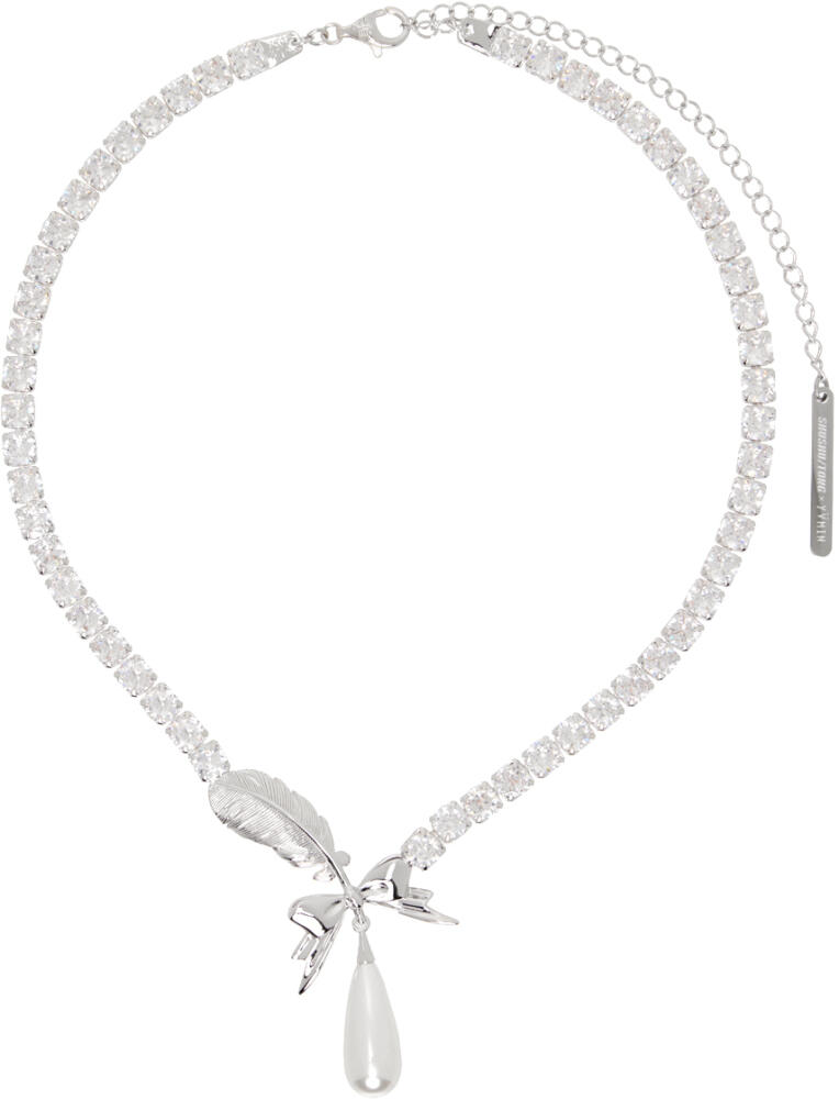 SHUSHU/TONG Silver YVMIN Edition Teardrop Zircon Feather Necklace Cover