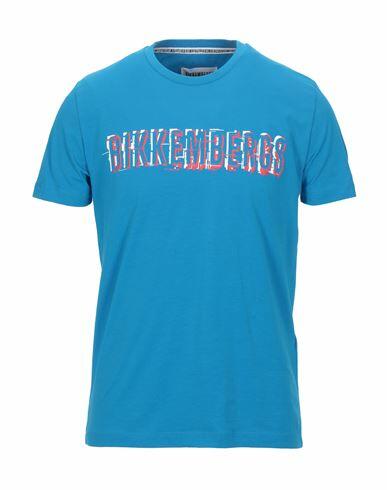 Bikkembergs Man T-shirt Azure Cotton, Elastane Cover