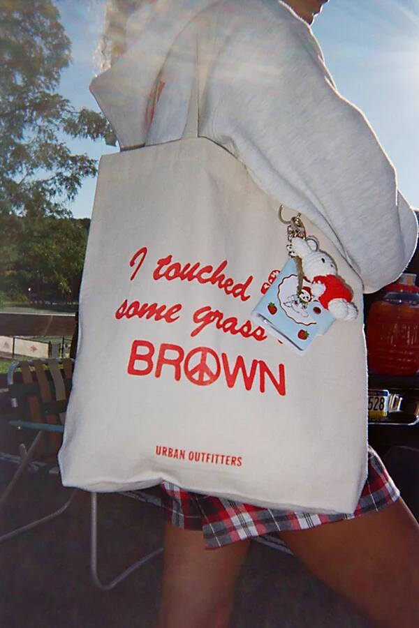 I Touched Some Grass At Brown Tote Bag in Neutral Cover