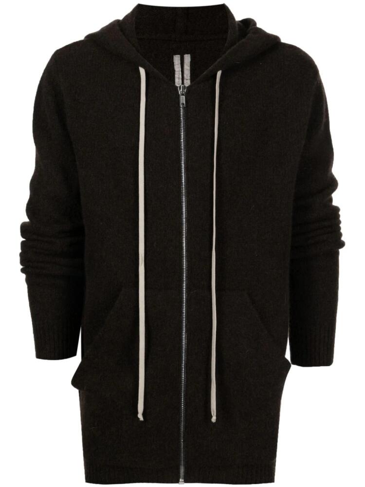 Rick Owens zip-up knitted hoodie - Brown Cover