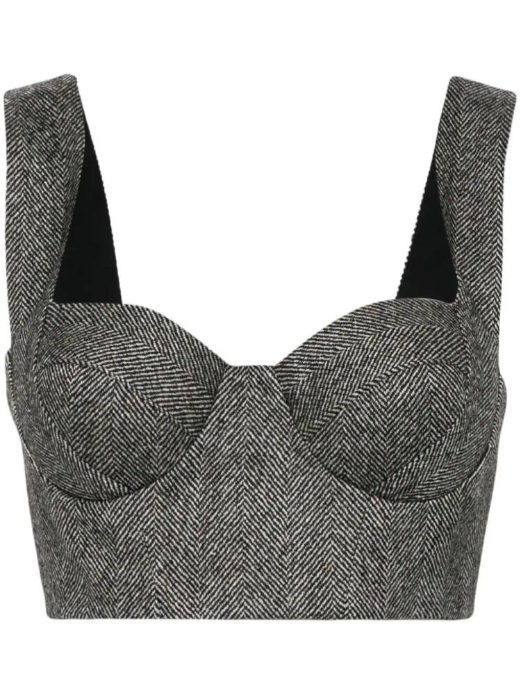 Ermanno Scervino herringbone cropped bustier top - Black Cover