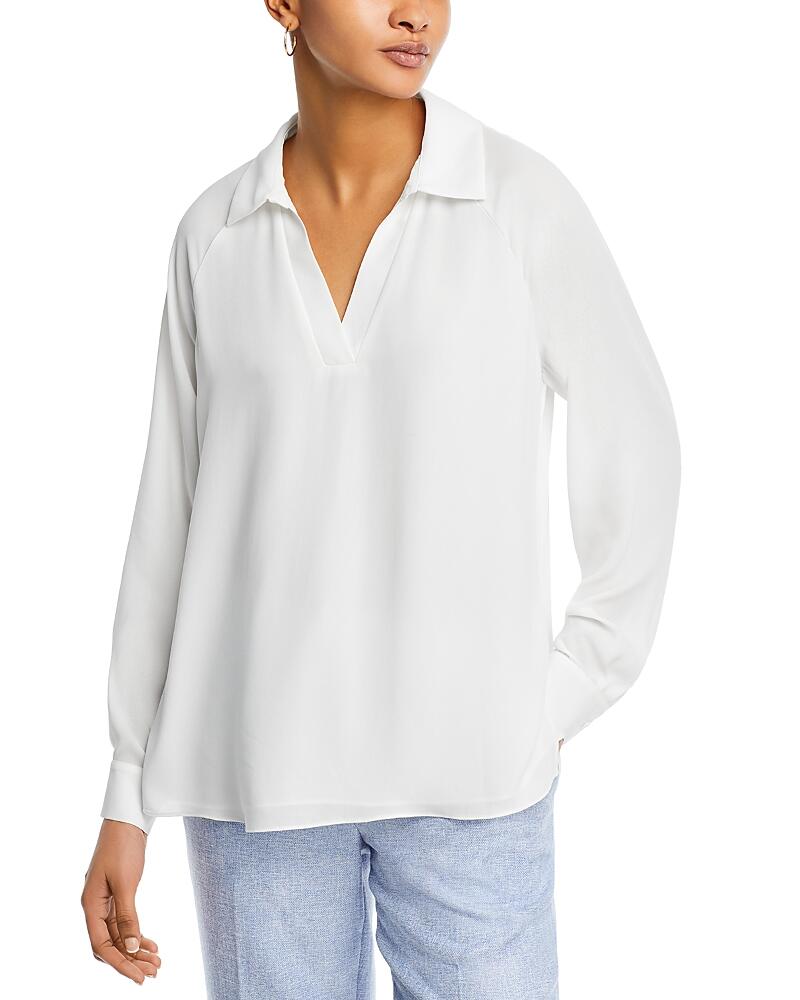 T Tahari Split Neck Collared Blouse Cover