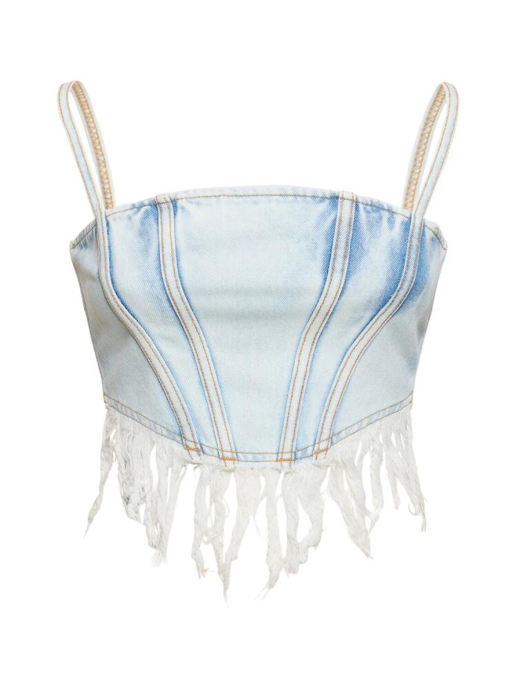 ALESSANDRA RICH Fringed Denim Bustier Cover