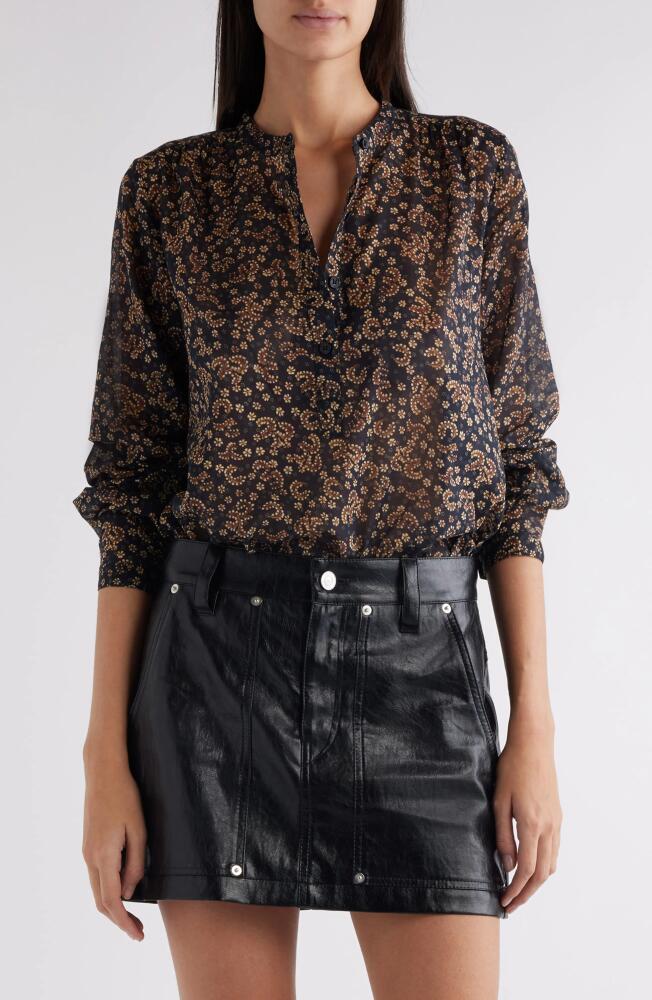 Isabel Marant Étoile Maria Abstract Print Cotton Button-Up Shirt in Black /Ochre Cover