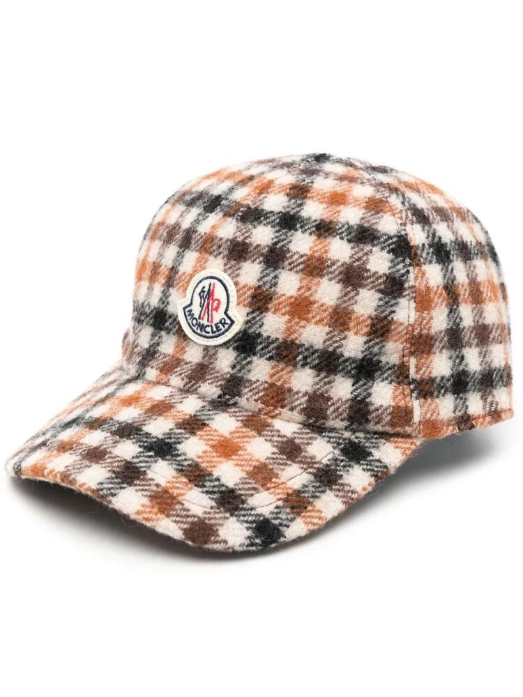 Moncler checked virgin wool cap - Brown Cover