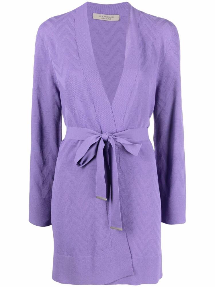 D.Exterior tie-fastening knitted cardigan - Purple Cover