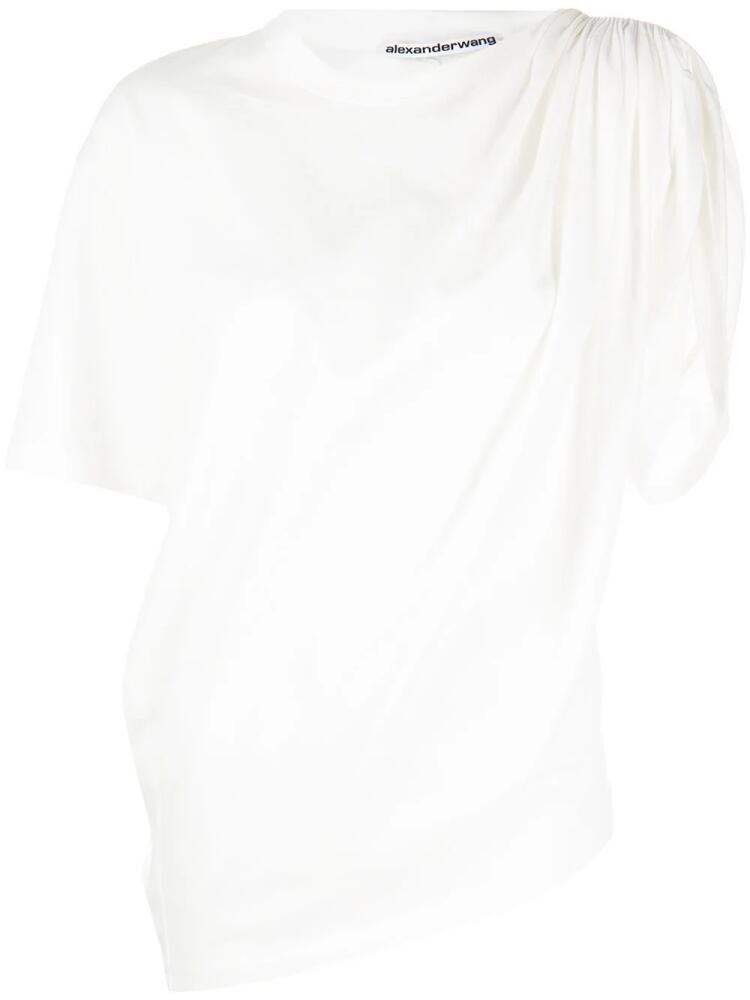 Alexander Wang drape-detail short-sleeve T-shirt - White Cover