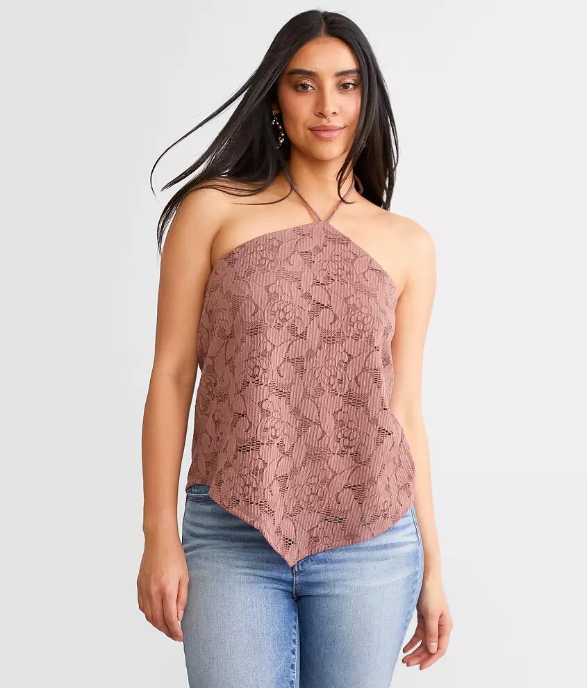 Daytrip Floral Lace Halter Tank Top Cover