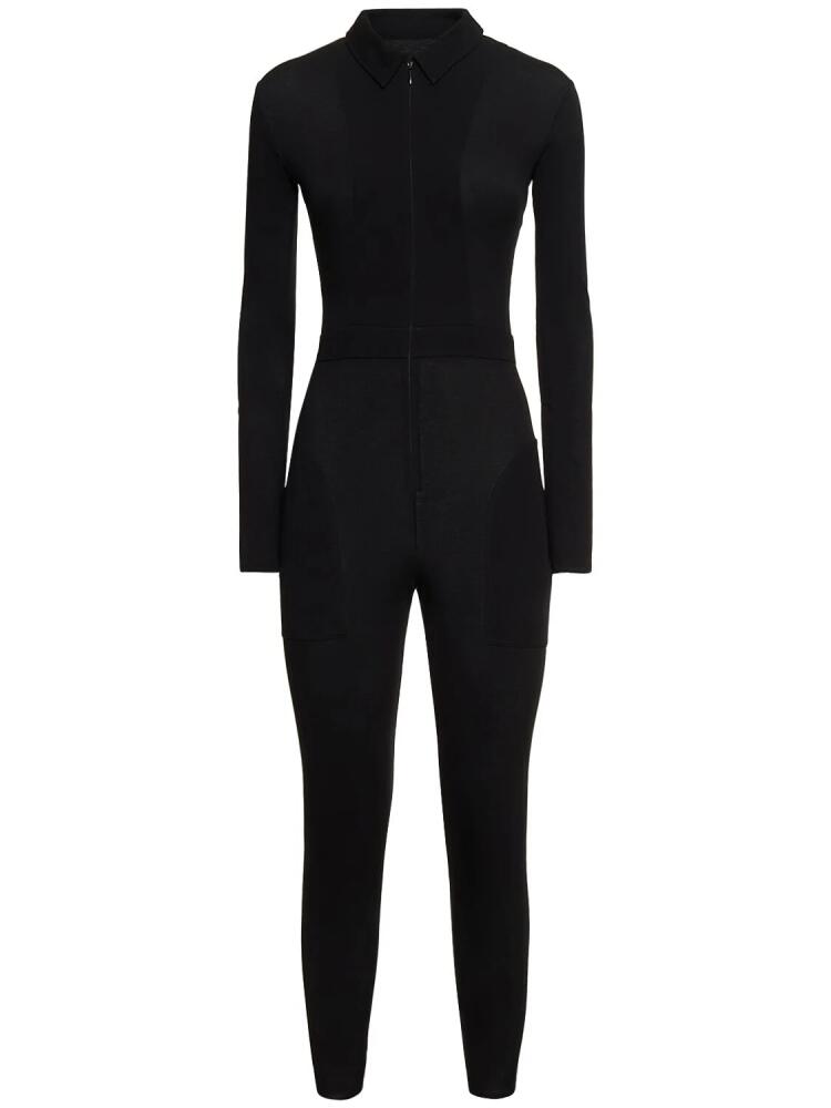 YOHJI YAMAMOTO Zipped Jersey Jumpsuit W/ Shirt Collar Cover