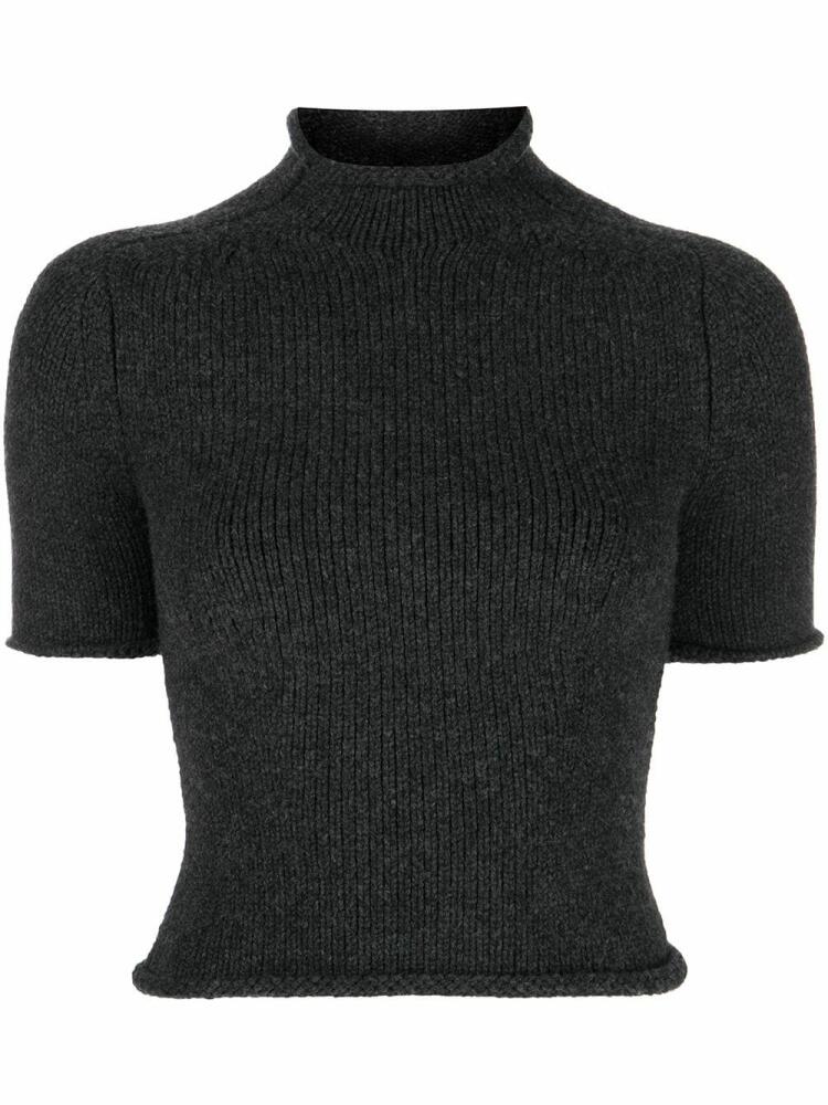 Alexander Wang COMPACT KNIT TEE WITH JERSEY ROLL TRIMS - Grey Cover