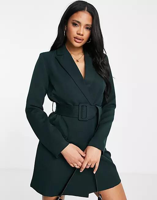 4th & reckless mini blazer dress in dark green Cover