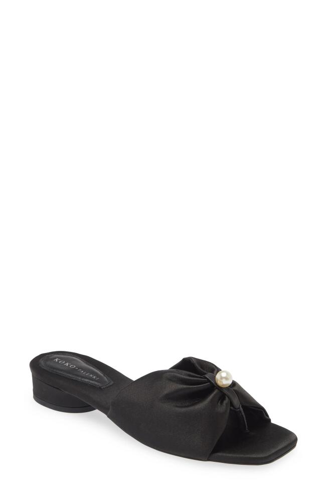 KOKO + PALENKI Tara Slide Sandal in Black Satin Cover