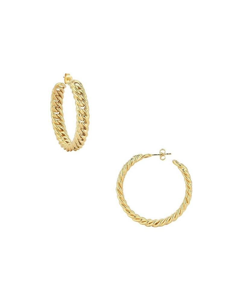 SPHERA MILANO Women's 14K Goldplated Sterling Silver Chain Hoop Earrings Cover