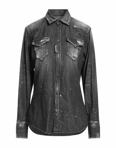 Dsquared2 Woman Denim shirt Black Cotton Cover