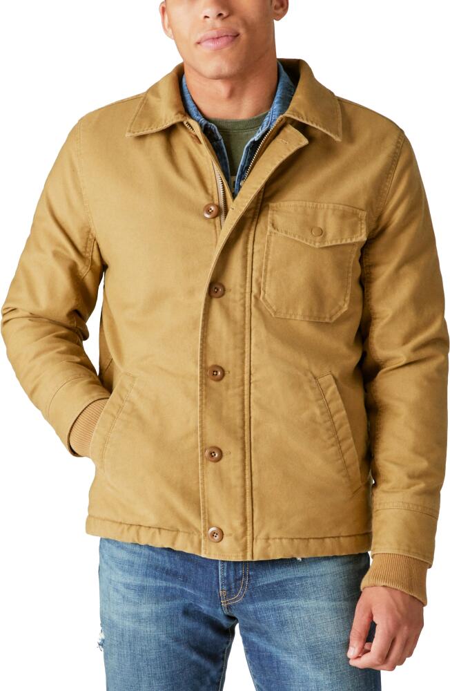 Lucky Brand Faux Shearling Lined Deck Jacket in Khaki Cover