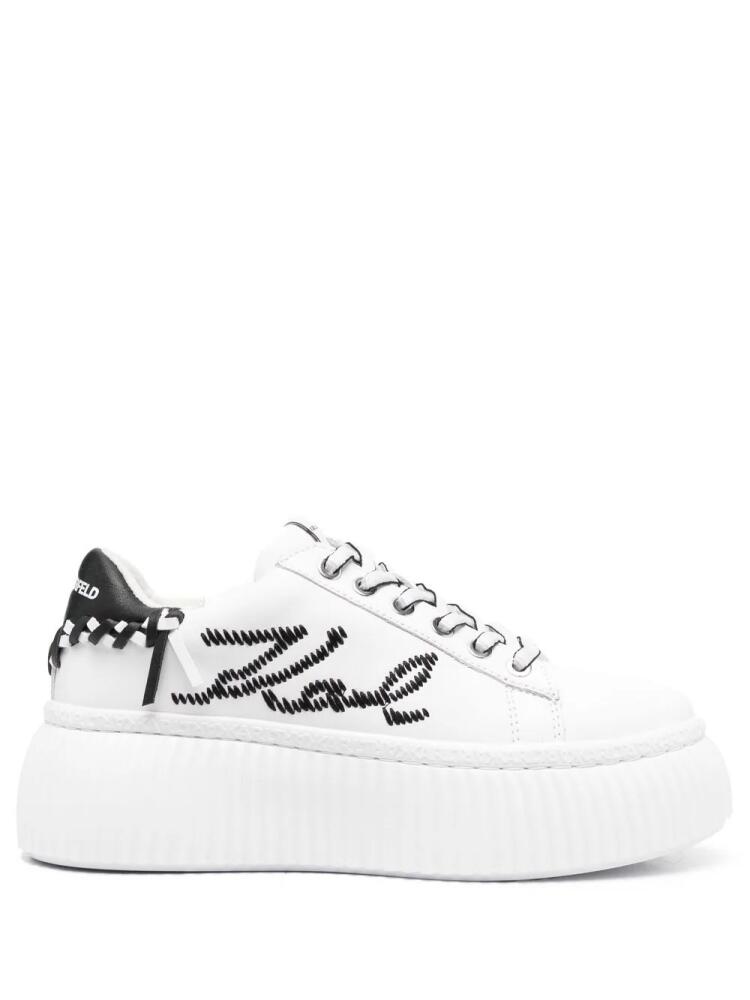 Karl Lagerfeld logo-embroidered low-top platform sneakers - White Cover