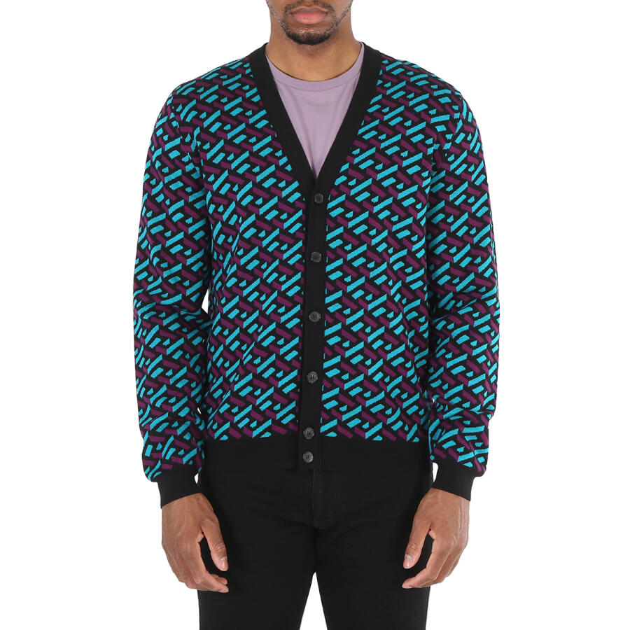 Versace Mens La Greca Jacquard Cardigan Cover